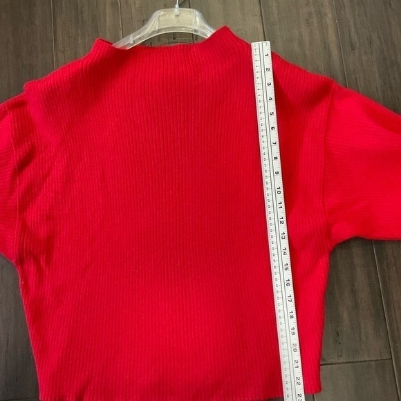 Line & Dot Red Mock Neck Ribbed Knit Sweater Size Large - Picture 6 of 7